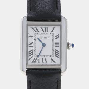 مملوكة مسبقًا Cartier Tank Solo WSTA0030 Quartz White Stainless Steel Women's Wristwatch 31mm