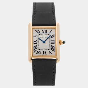 مملوكة مسبقًا Pre-Owned Cartier Tank WGTA0067 Silver Quartz 18k Yellow Gold Women's Wristwatch 25 mm