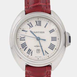 Pre Owned Cartier Cle de Cartier WSCL0016 Automatic Silver Dial Stainless Steel Women's Wristwatch 31mm