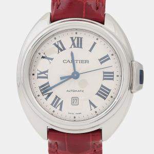 Pre Owned Cartier Cle de Cartier WSCL0016 Automatic Silver Dial Stainless Steel Women's Wristwatch 35mm