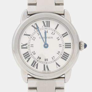 Pre Owned Cartier Ronde Solo W6701004 Quartz Silver Dial Stainless Steel Women's Wristwatch 29.5mm