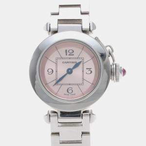 Pre Owned Cartier Pasha W3140008 Quartz Silver Dial Stainless Steel Women's Wristwatch 27mm