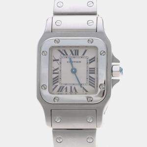 Pre Owned Cartier Santos W20056D6 Quartz Silver Dial Stainless Steel Women's Wristwatch 24mm