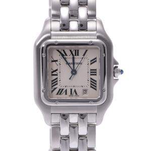 Pre Owned Cartier White Stainless Steel Panthère de Cartier Women's Wristwatch 22 MM
