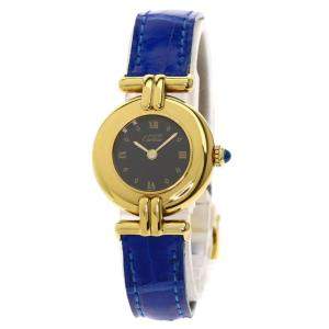 Pre Owned Cartier Black Gold Plated Stainless Steel Vermeil Quartz Women's Wristwatch 23.5 MM