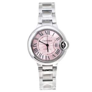 مملوكة مسبقًا Cartier Pink Stainless Steel Ballon Bleu 3489 Women's Wristwatch 33 mm