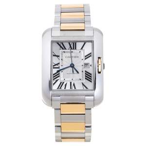 Pre Owned Cartier Silver 18K Rose Gold Stainless Steel Tank Anglaise W5310007 Women's Wristwatch 30 mm
