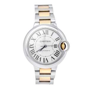 مملوكة مسبقًا Cartier Silver 18K Yellow Gold Stainless Steel Ballon Bleu 3489 Women's Wristwatch 33 mm