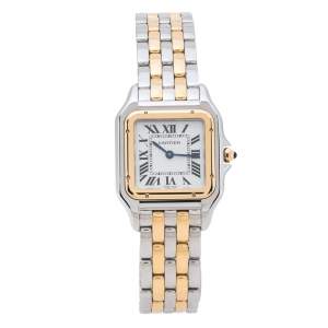 مملوكة مسبقًا Cartier Silver 18K Yellow Gold Stainless Steel Panthere De Cartier W2PN0007 Women's Wristwatch 27 mm