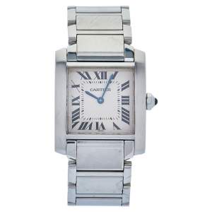 مملوكة مسبقًا Cartier Silver Stainless Steel Tank Francaise 2301 Women's Wristwatch 25 mm