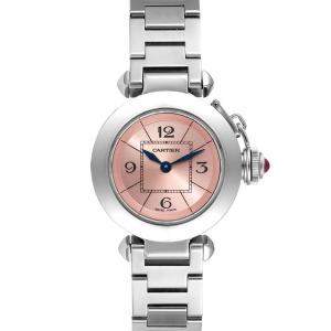 Cartier Pink Stainless Steel Miss Pasha Quartz W3140008 Women's Wristwatch 27 MM