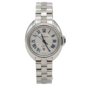 Pre Owned Cartier Silver Cle De Cartier Steel Automatic Ladies Wristwatch 31 MM