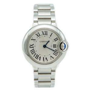 Pre Owned Cartier Ballon Bleu Silver Dial Stainless Steel Ladies Watch 28 MM