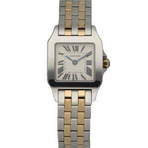 Cartier Silver 18K Yellow Gold And Stainless Steel Santos Demoiselle 2698 Women's Wristwatch 20 MM