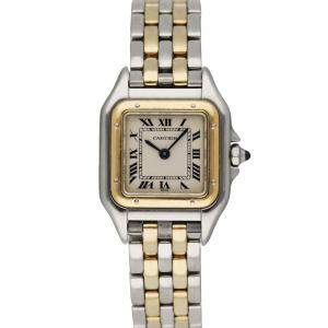 Pre Owned Cartier Silver 18K Yellow Gold And Stainless Steel Panthere 1120 Women's Wristwatch 22 MM