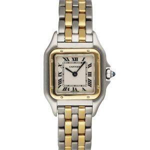 Pre Owned Cartier Silver 18K Yellow Gold And Stainless Steel Panthere 1120 Quartz Women's Wristwatch 22 MM