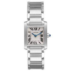 Cartier Silver Stainless Steel Tank Francaise W51008Q3 Women's Wristwatch 20 x 25 MM