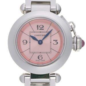 مملوكة مسبقًا Cartier Pink Stainless Steel Miss Pasha W3140008 Women's Wristwatch 27 MM