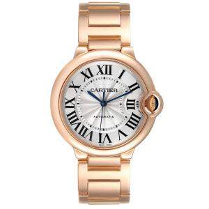 Cartier Silver 18K Rose Gold Ballon Bleu Automatic WGBB0043 Women's Wristwatch 36 MM