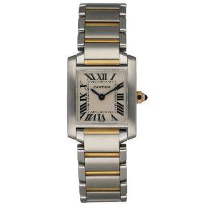 Cartier Silver 18K Yellow Gold And Stainless Steel Tank Francaise 2384 Women's Wristwatch 20 MM