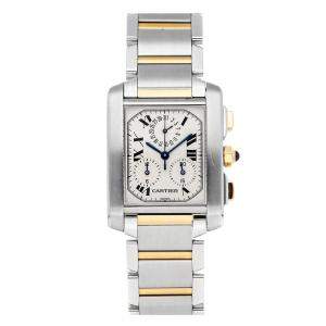 Cartier Silver 18K Yellow Gold And Stainless Steel Tank Francaise XL Chronoreflex W51004Q4 Women's Wristwatch 28 MM