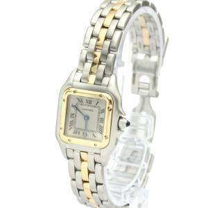 Pre Owned Cartier Silver 18K Yellow Gold Stainless Steel Panthere De Cartier Women's Wristwatch 22MM
