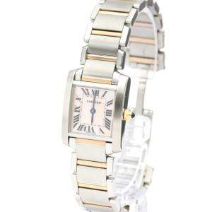 Pre Owned Cartier Pink MOP 18K Rose Gold Stainless Steel Tank Francaise W51027Q4 Women's Wristwatch 20MM