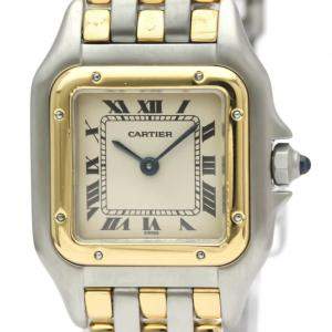 Pre Owned Cartier Silver 18K Yellow Gold And Stainless Steel Panthere Quartz Women's Wristwatch 22 mm
