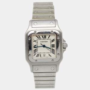 Pre Owned Cartier Cream Stainless Steel Santos Galbee 1564 Women's Wristwatch 29 mm