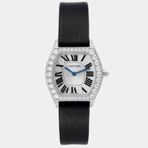 Cartier Silver 18k White Gold Tortue WA507231 Manual Winding Women's Wristwatch 28 mm
