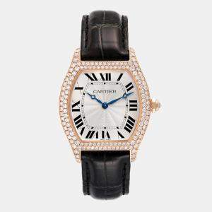 Cartier Silver 18k Rose Gold Tortue WA503751 Manual Winding Women's Wristwatch 28 mm