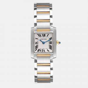Cartier Silver 18k Yellow Gold And Stainless Steel Tank Francaise W51007Q4 Quartz Women's Wristwatch 20 mm