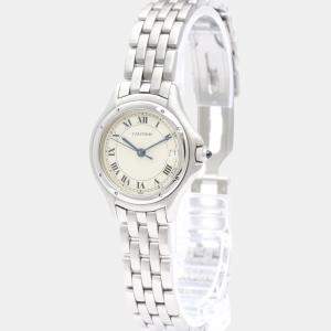 Cartier Silver Stainless Steel Panthere Cougar Quartz Women's Wristwatch 26 mm