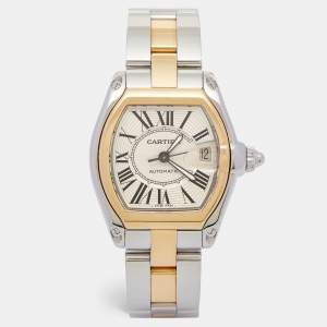 Cartier Silver 18K Yellow Gold Stainless Steel Roadster 2510 Unisex Wristwatch 38 mm