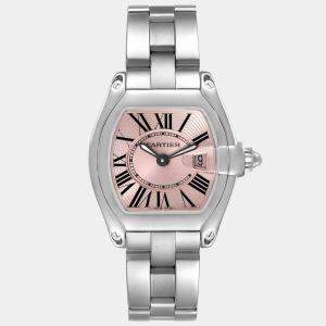 Cartier Pink Stainless Steel Roadster W62017V3 Women's Wristwatch 36 mm