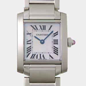 Pre Owned Cartier Silver Stainless Steel Tank Francaise W51028Q3 Women's Wristwatch 21 mm