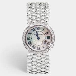 Cartier Mother Of Pearl 18k White Gold Diamonds Ballon Blanc De Cartier WE902072 Women's Wristwatch 30 mm