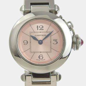 Pre Owned Cartier Pink Stainless Steel Miss Pasha Women's Wristwatch 29 mm