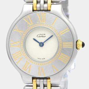 Pre Owned Cartier Silver Gold Tone Stainless Steel Must 21 de Cartier Women's Wristwatch 28 mm