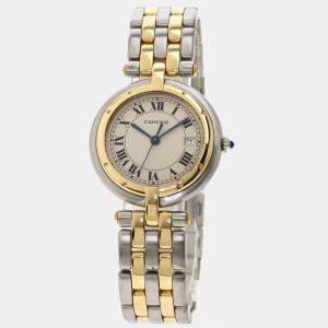 Cartier Silver 18K Yellow Gold And Stainless Steel Panthere Cougar Women's Wristwatch 29.5 mm