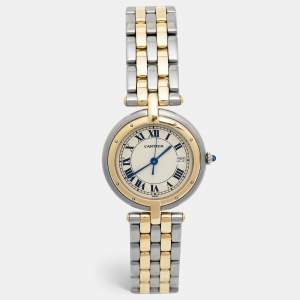 مملوكة مسبقًا Cartier White 18k Yellow Gold And Stainless Steel Panthere 183964 Women's Wristwatch 30 mm