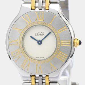 Pre Owned Cartier Silver Gold Plated Stainless Steel Must 21 Women's Wristwatch 31 mm