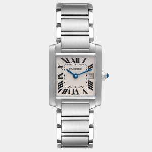 Cartier Tank Francaise Midsize Silver Dial Steel Ladies Watch W51003Q3 25 x 30 mm