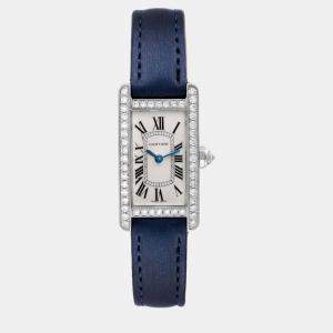 Pre Owned Cartier Tank Americaine White Gold Diamond Ladies Watch WB7018L1