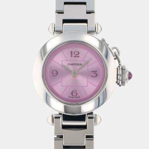 Pre Owned Cartier Pink Stainless Steel Miss Pasha W3140023 Quartz Women's Wristwatch 27 mm
