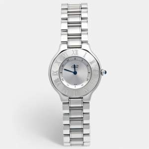 Cartier Silver Grey Stainless Steel Must De Cartier 21 1330 Women's Wristwatch 31 mm