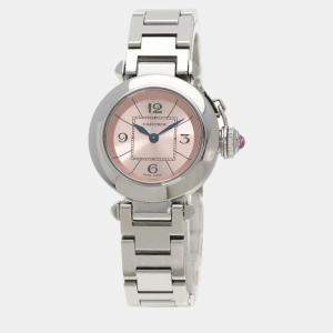 Cartier Pink Stainless Steel Miss Pasha W3140008 Quartz Women's Wristwatch 27 mm
