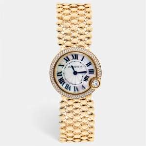 Cartier Mother of Pearl 18K Rose Gold Diamonds Ballon Blanc de Cartier 3722 Women's Wristwatch 30 mm