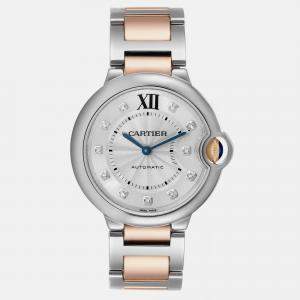 Cartier Ballon Bleu Midsize Steel Rose Gold Diamond Ladies Watch W3BB0018 36 mm