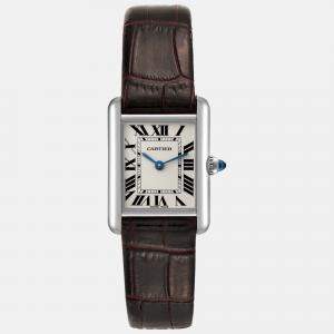 Cartier Tank Louis White Gold Brown Strap Ladies Watch W1541056 22 mm x 29 mm